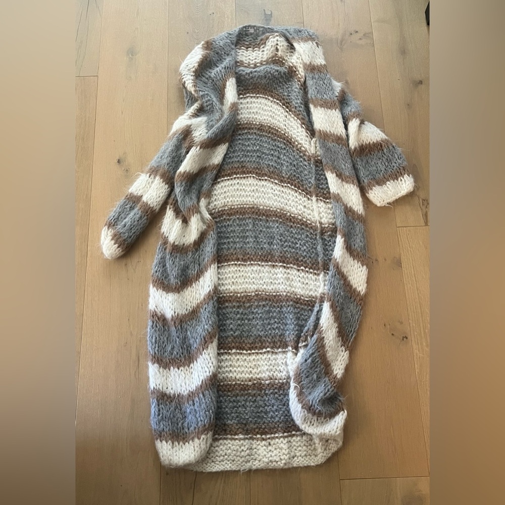 Cozy Striped Women's Long Cardigan